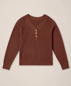 Women Pact Organic Thermal Waffle Henley Pullover