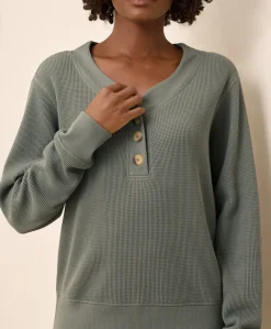 Women Pact Organic Thermal Waffle Henley Pullover